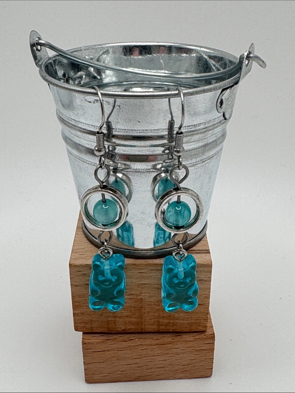 Teal Gummy Bear Dangle Earrings